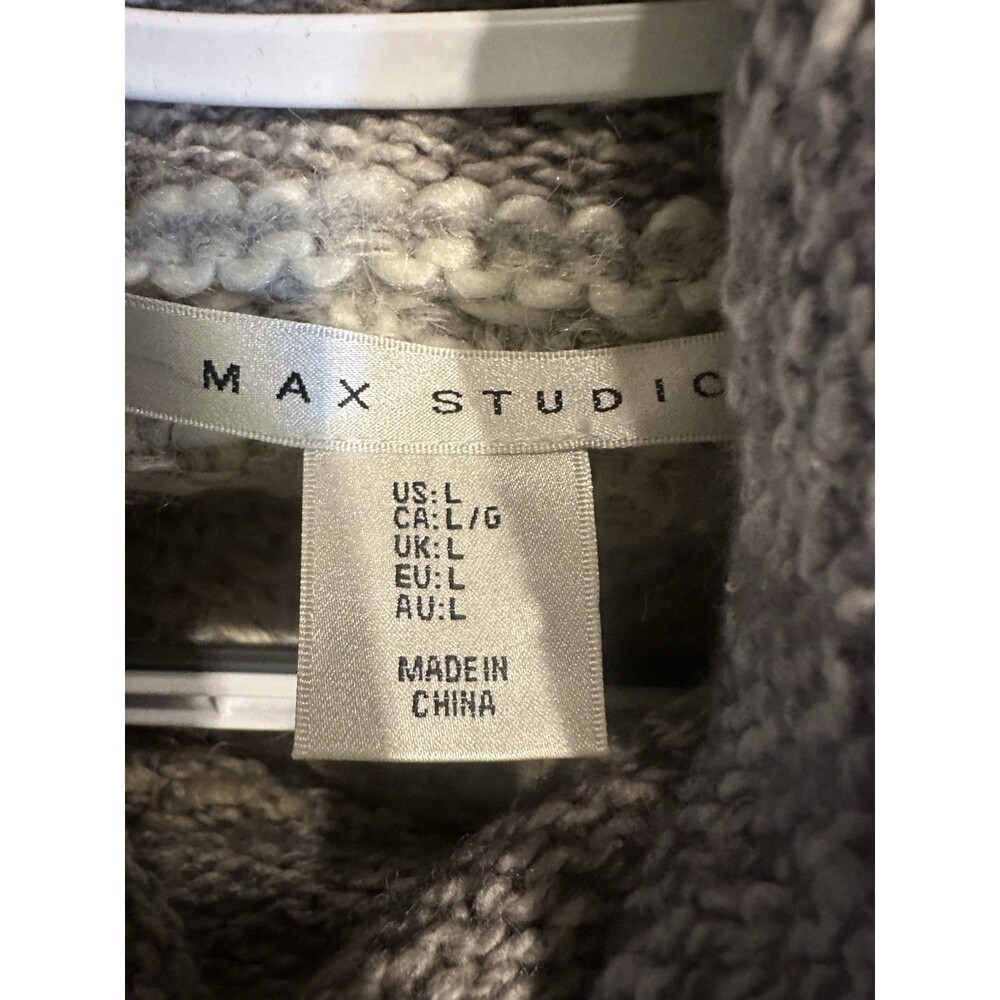 Max Studio Alpaca Wool Blend Cowl Neck Chunky Knit Sweater L Gray - Picture 3 of 6